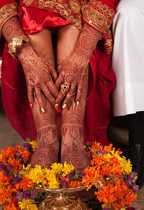 Skin dyed with henna for a wedding