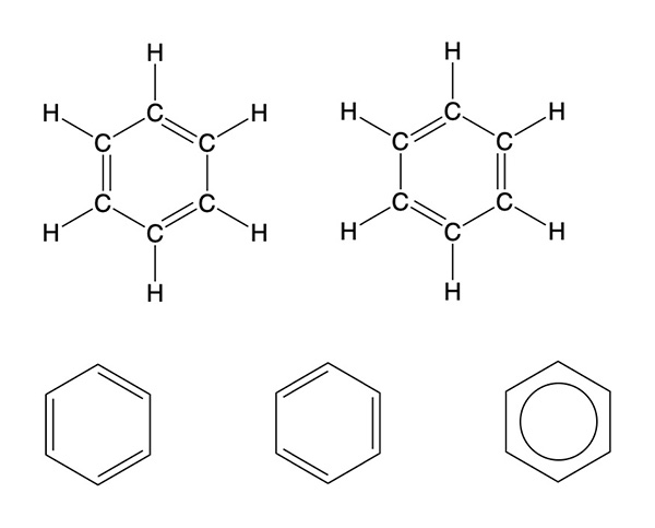 The structure of benzene.